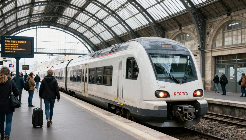 Train from Orly to Fontainebleau
